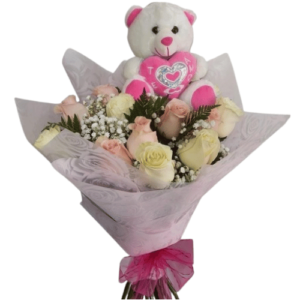 Rosas con peluche