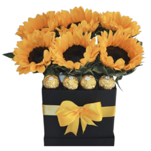 Box girasoles con chocolates