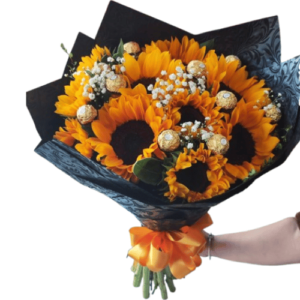 Ramo girasoles+ferrero roches