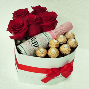 Caja corazón con espumante