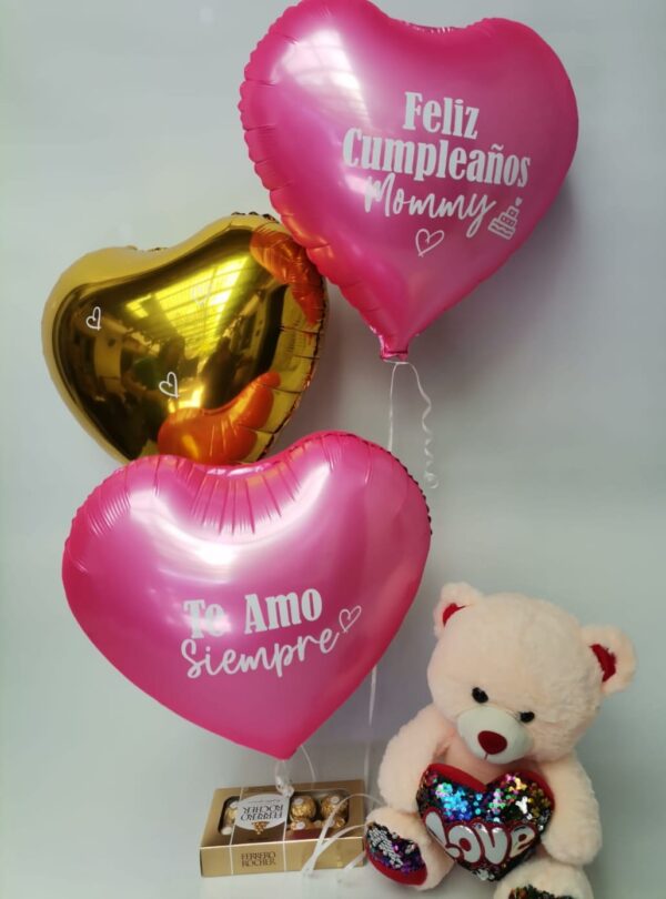 Globos en helio+peluche+ferrero rocher - Imagen 2