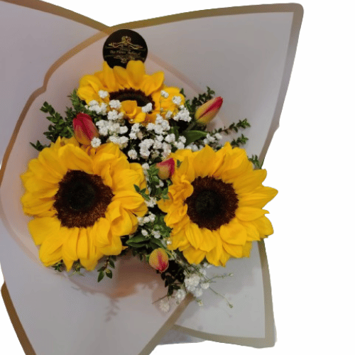 Elegante Ramo de Tulipanes y Girasoles