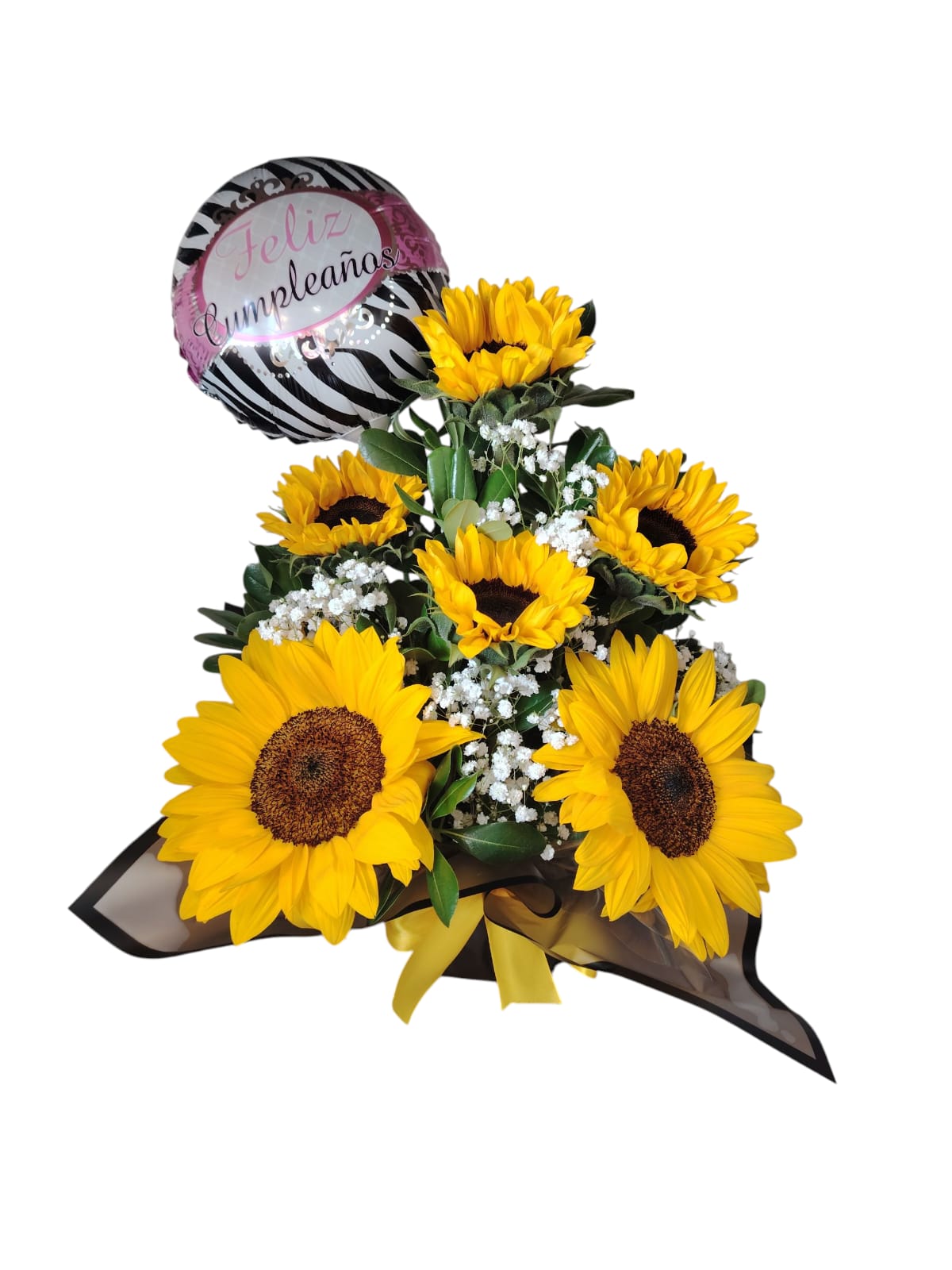 Arreglo en base de Girasoles para cumpleaños